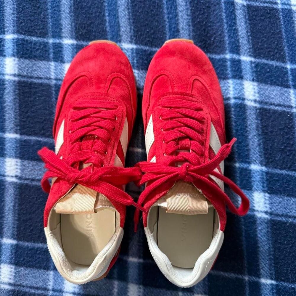 Vince Red Suede Low Top Sneakers size 5.5